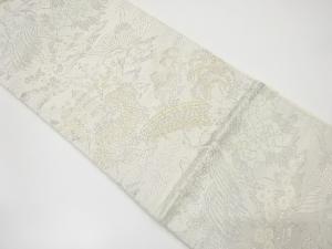 アンティーク　橋に鶴・寺院模様織出し袋帯（材料）